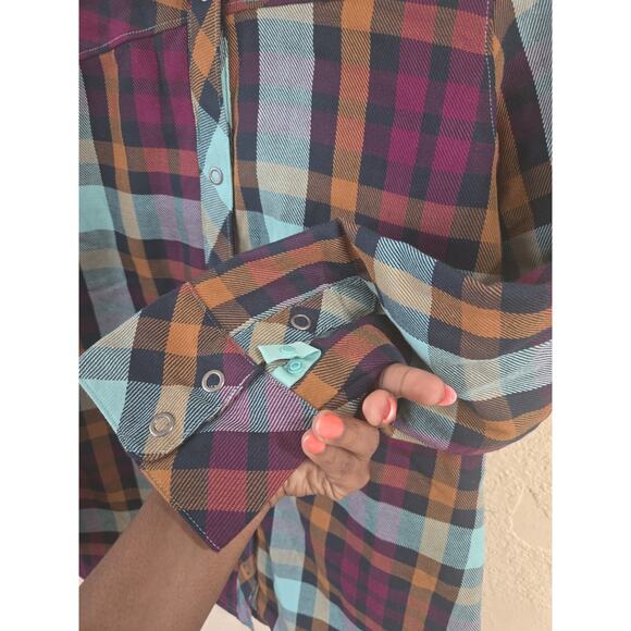 The North Face Logo Colorful Jacket, Blue Orange Purple Plaid Women's Size Small - Picture 6 of 8